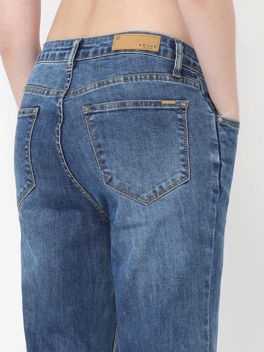 Women Blue High-Rise Crop Flare Jeans