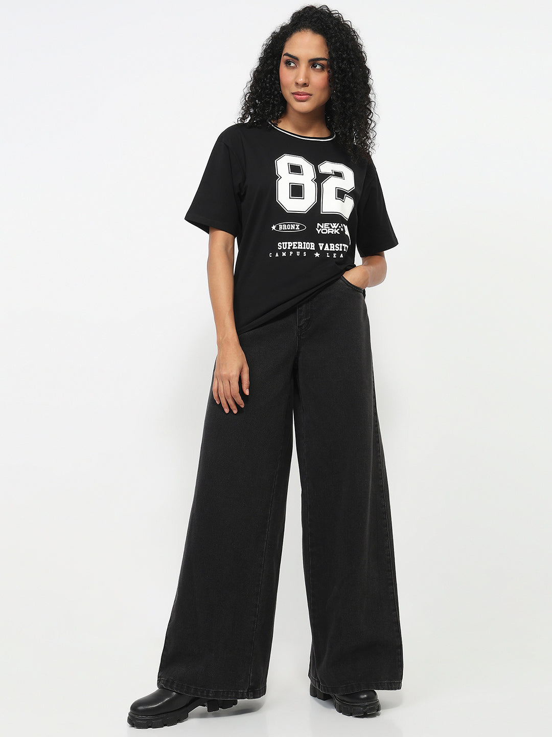 Women Black Oversized T-Shirt