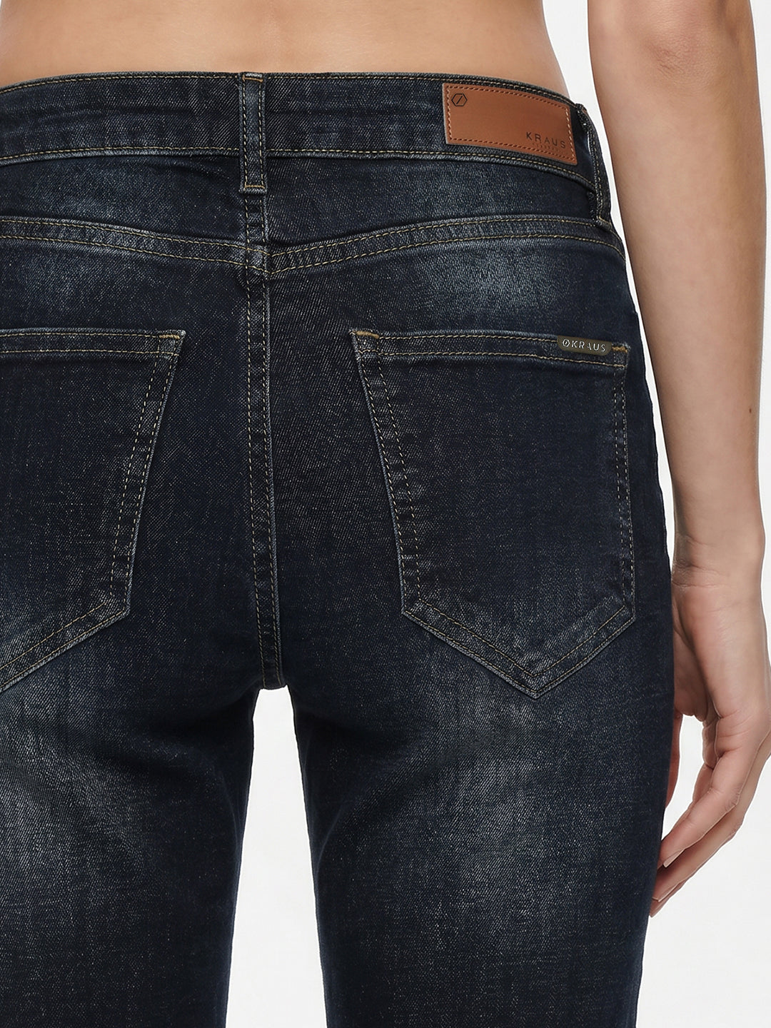 Women Dark Blue High-Rise Slim Straight Fit Jeans