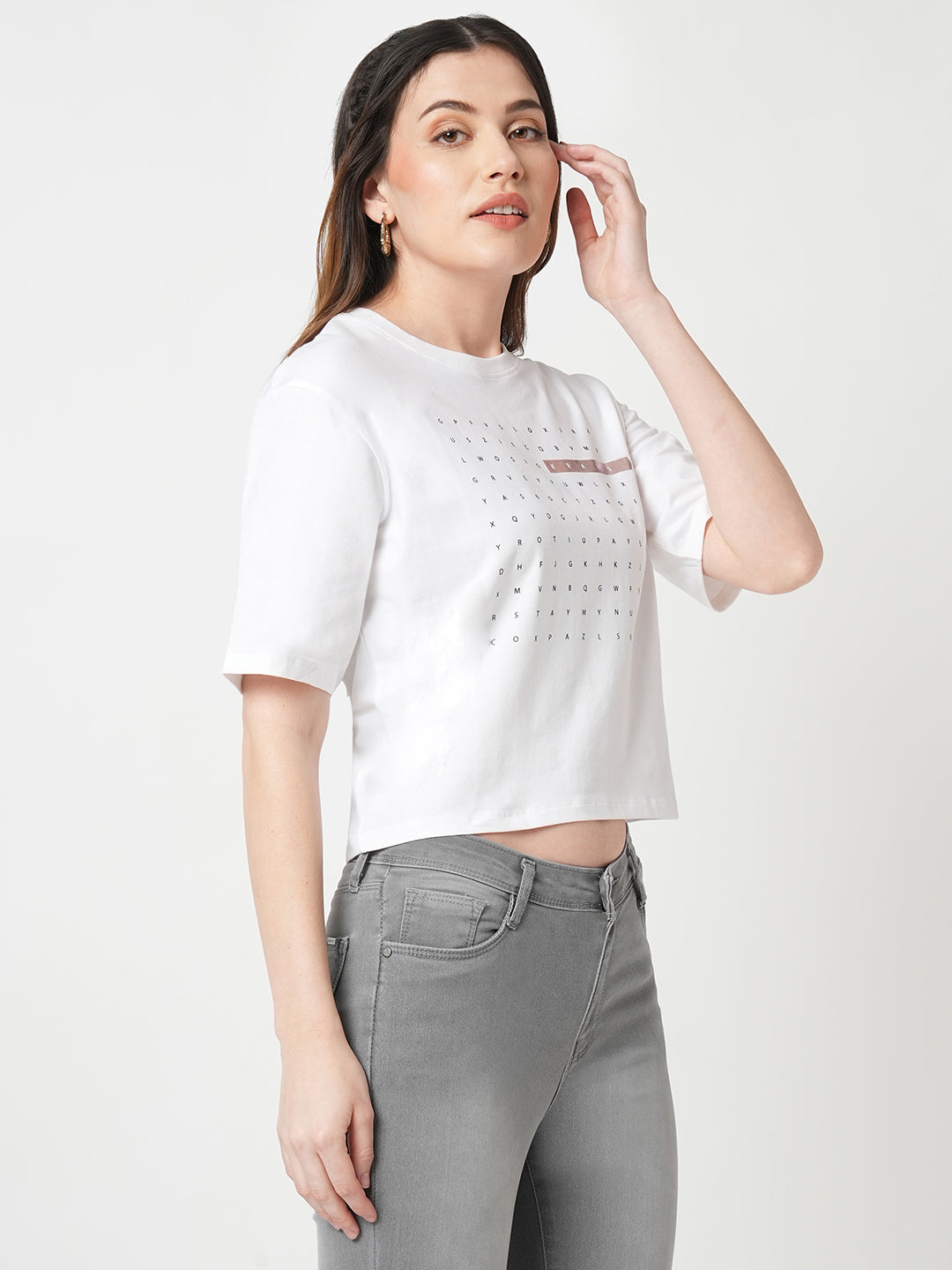 Women White Graphic Tees