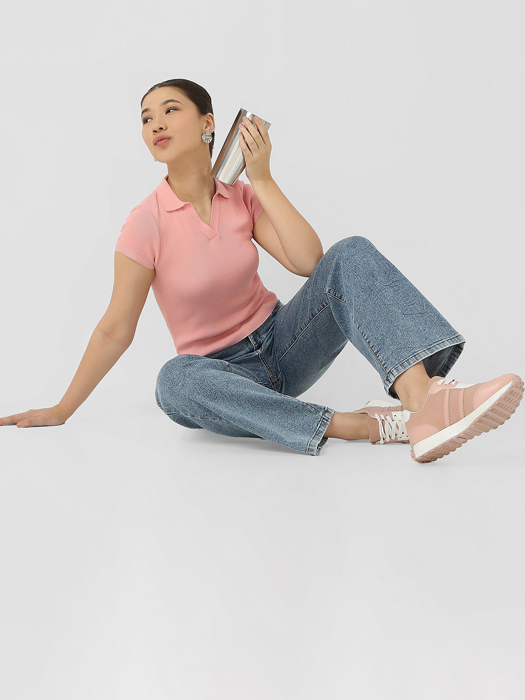 Women Ribbed Flat Knit Top