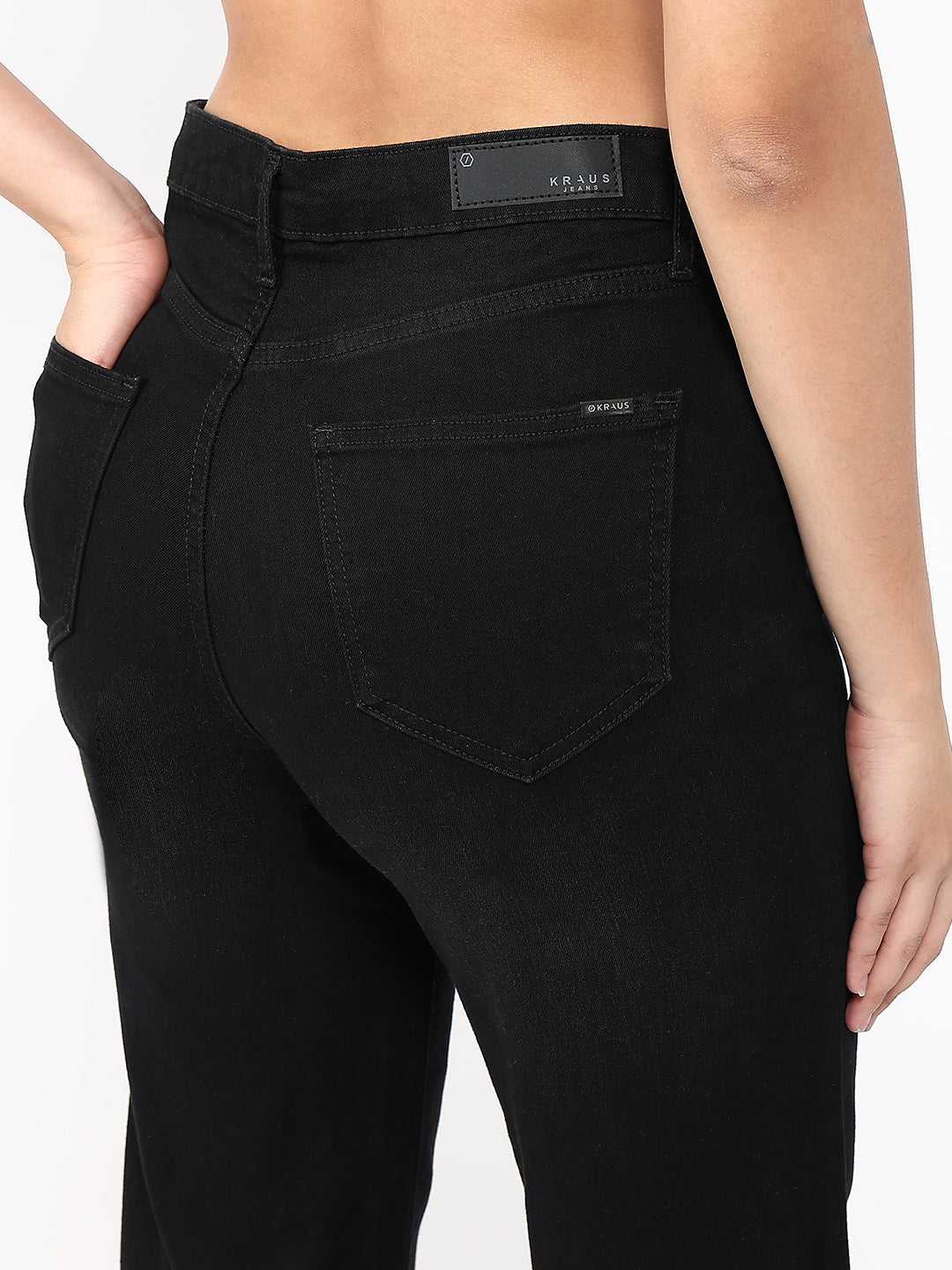Women Charcoal High-Rise Straight Fit Jeans