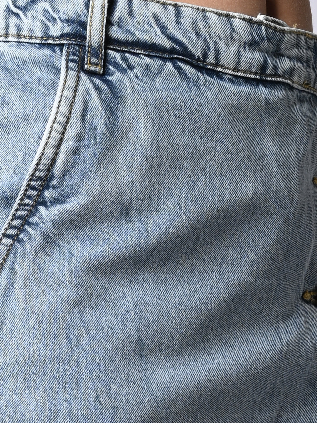 Women Light Blue High-Rise Skorts