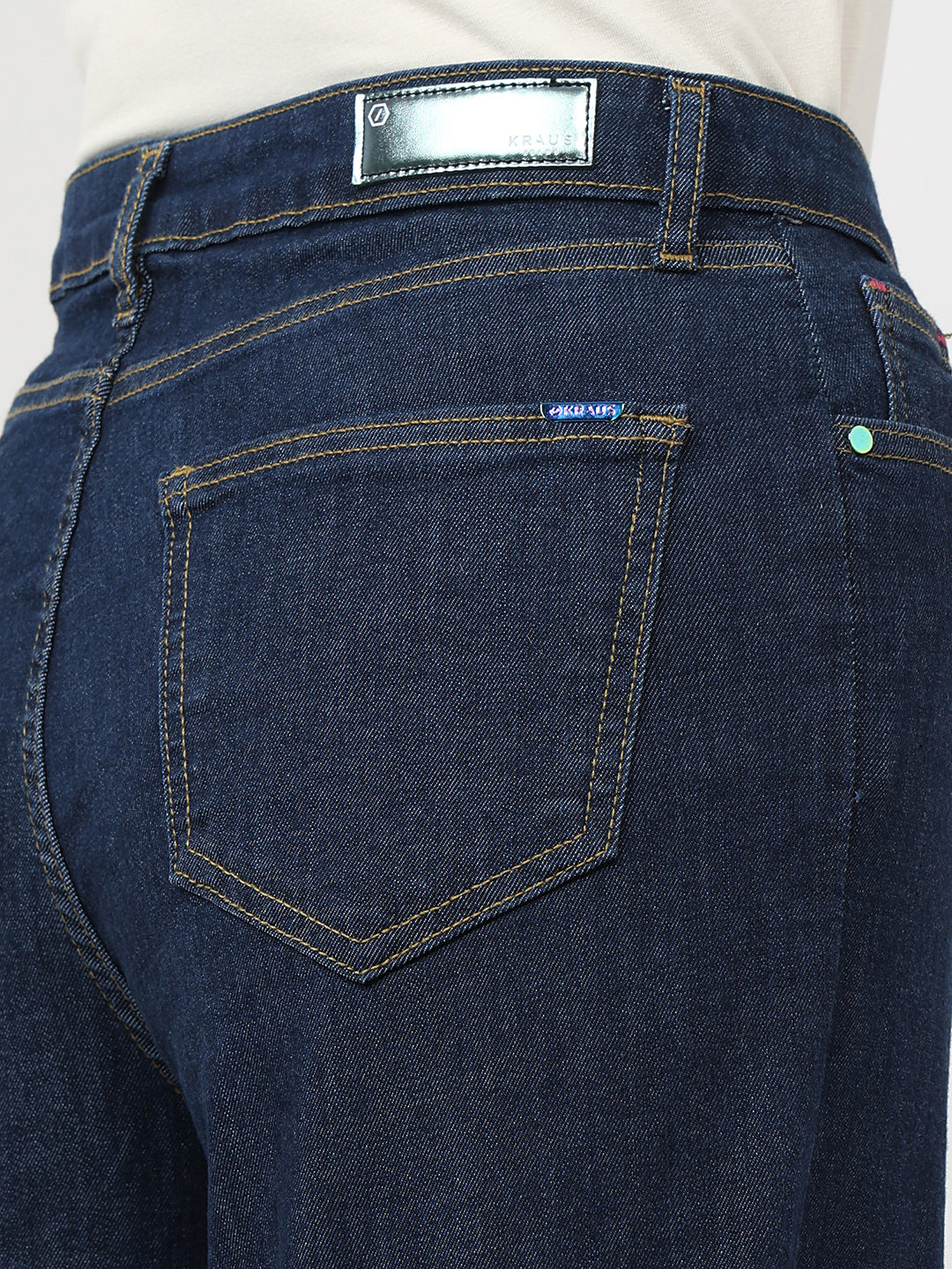 Women Dark Blue High-Rise Wide Leg Jeans