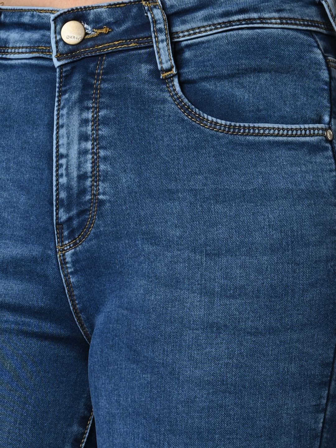 Kraus Kurve Women Blue High-Rise Mini Flare Jeans