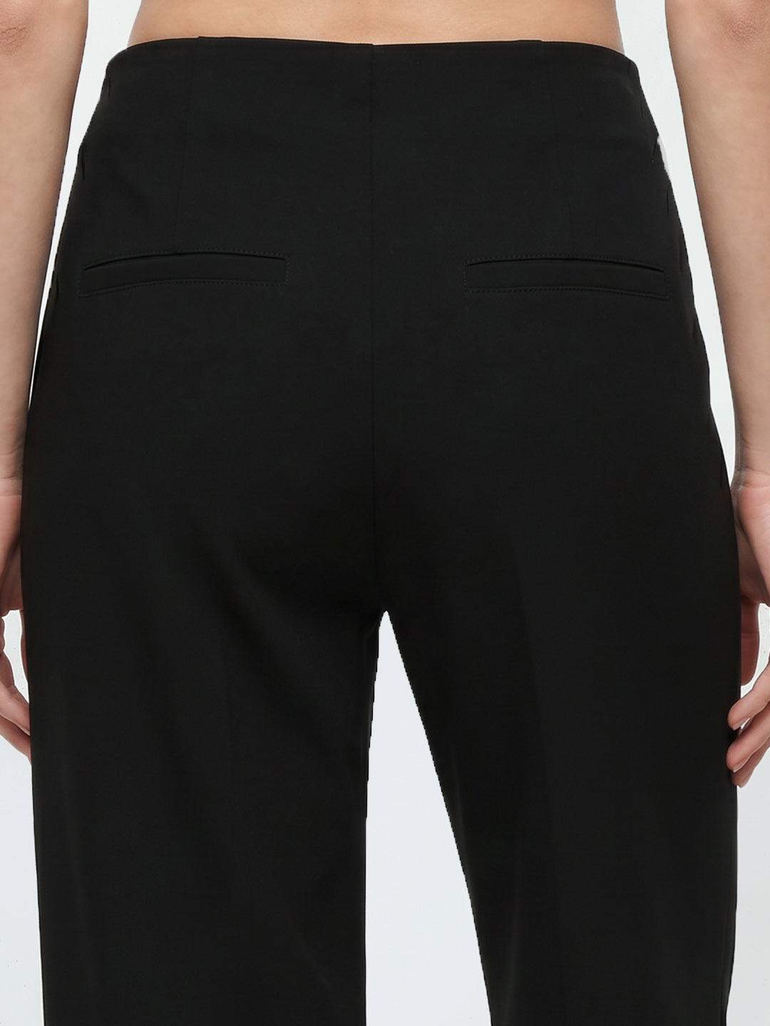 Women Black Super Wide Leg Treggings
