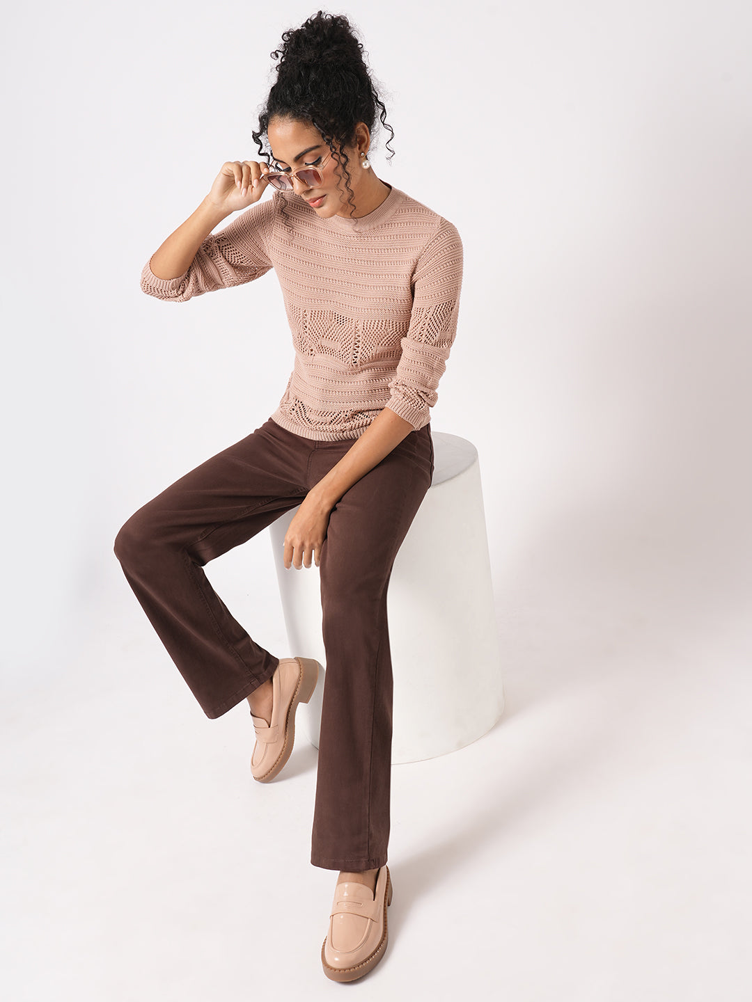 Women Sepia High-Rise Straight Fit Jeans