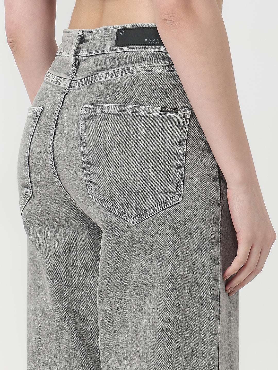 Women Light Grey High-Rise Wide Leg Jeans