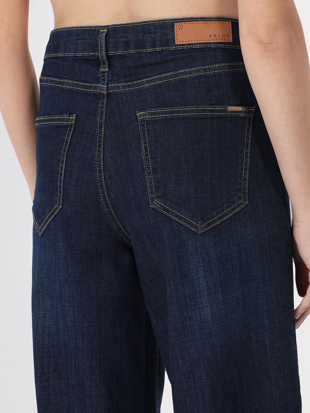 Women Dark Blue High-Rise Wide Leg Jeans