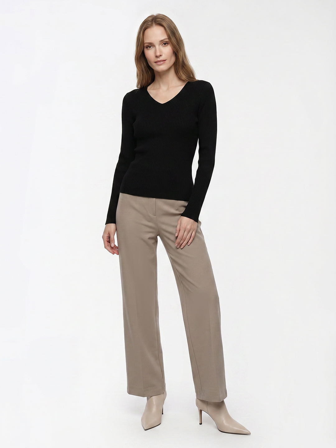 Women Black Flat Knit