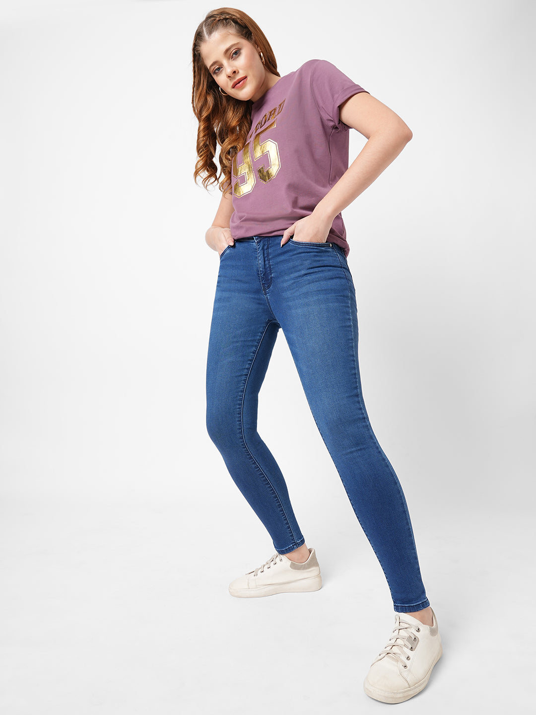 Women Blue High-Rise Skinny Jeans