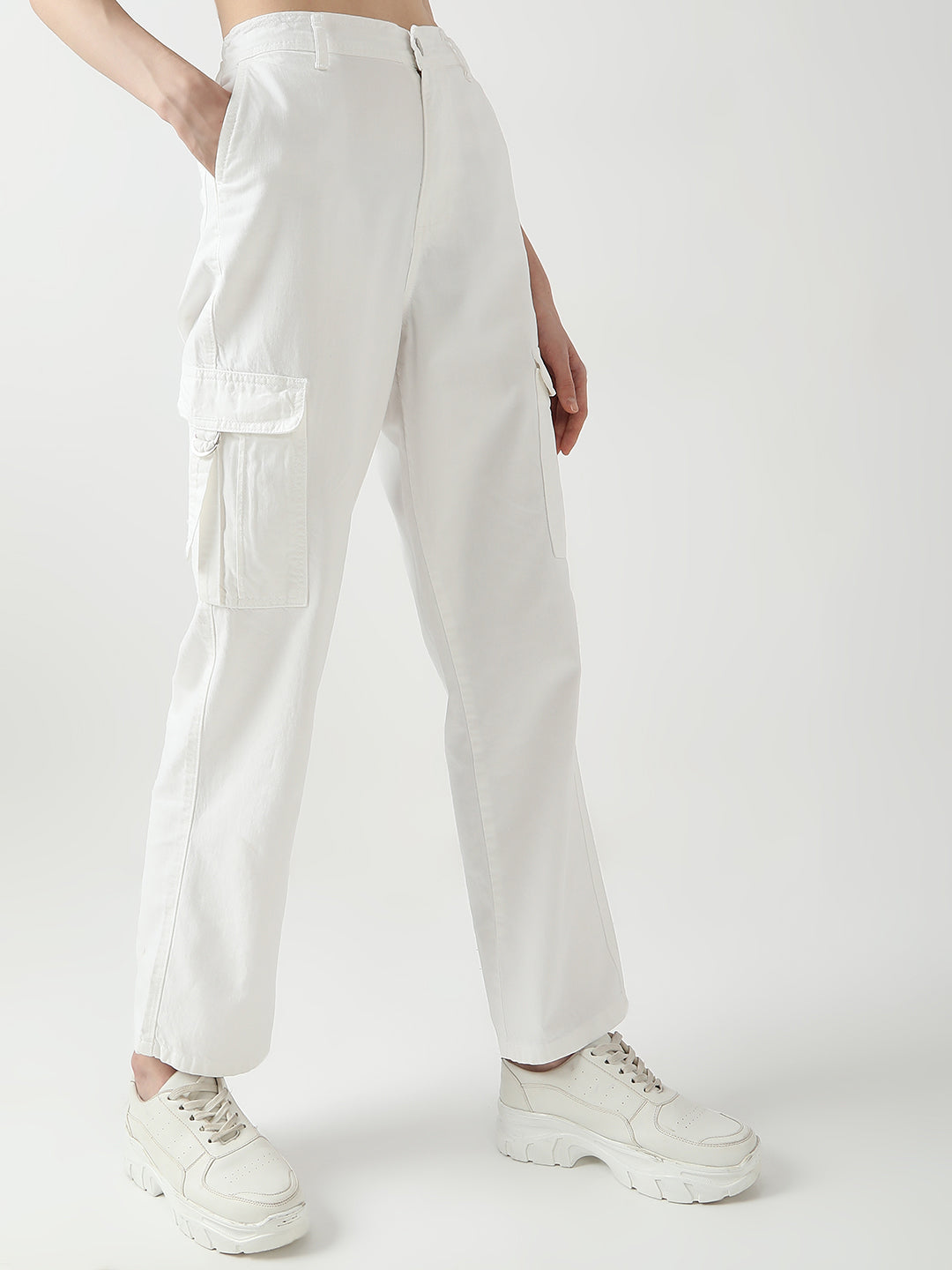 Women White High-Rise Cargo