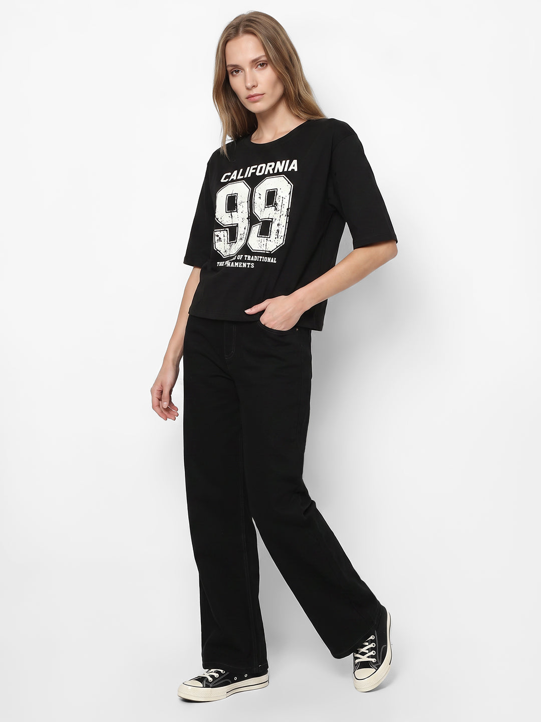 Women Black Graphic Genz Tees