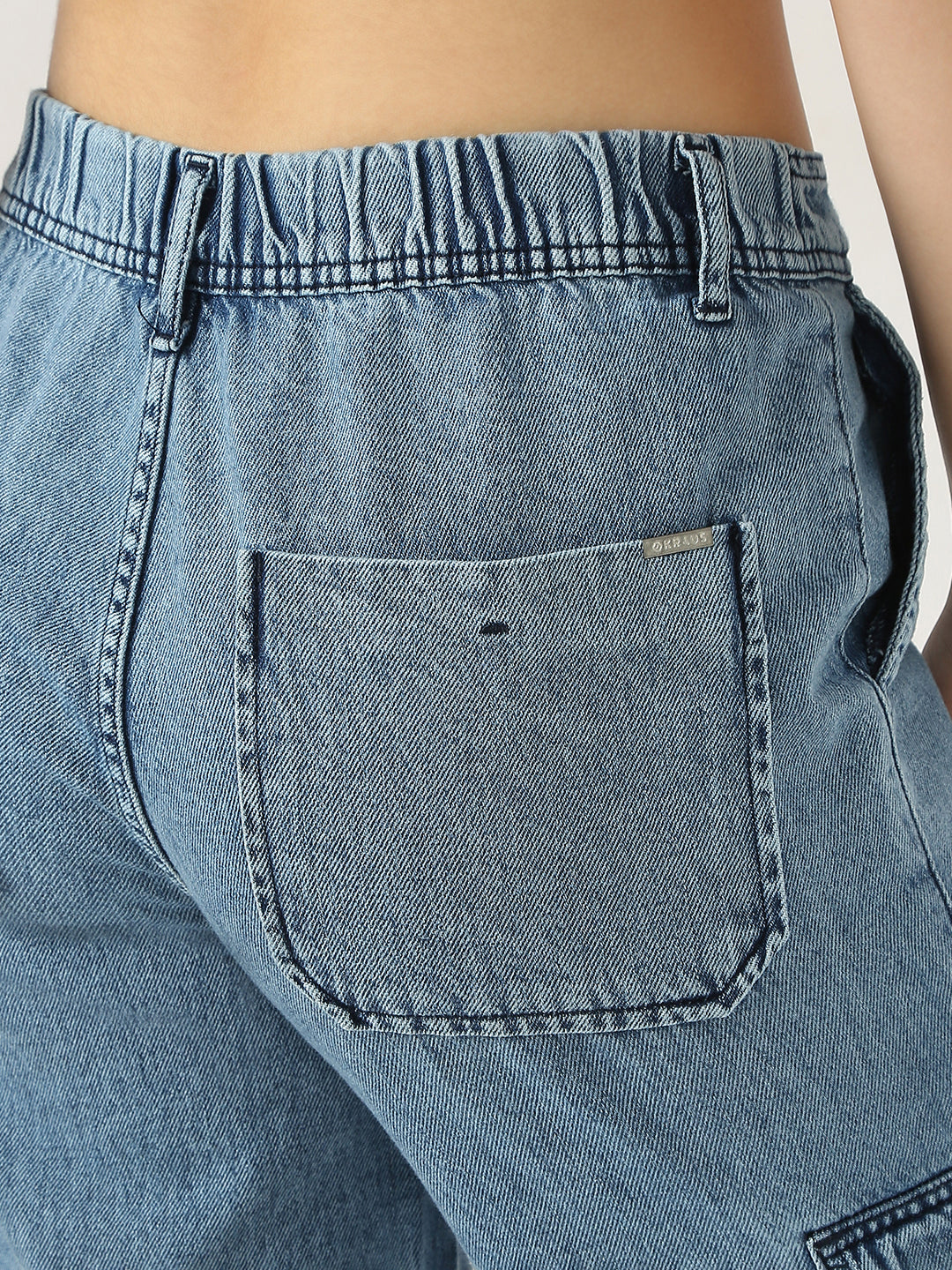 Women Blue Mid-Rise Cargo