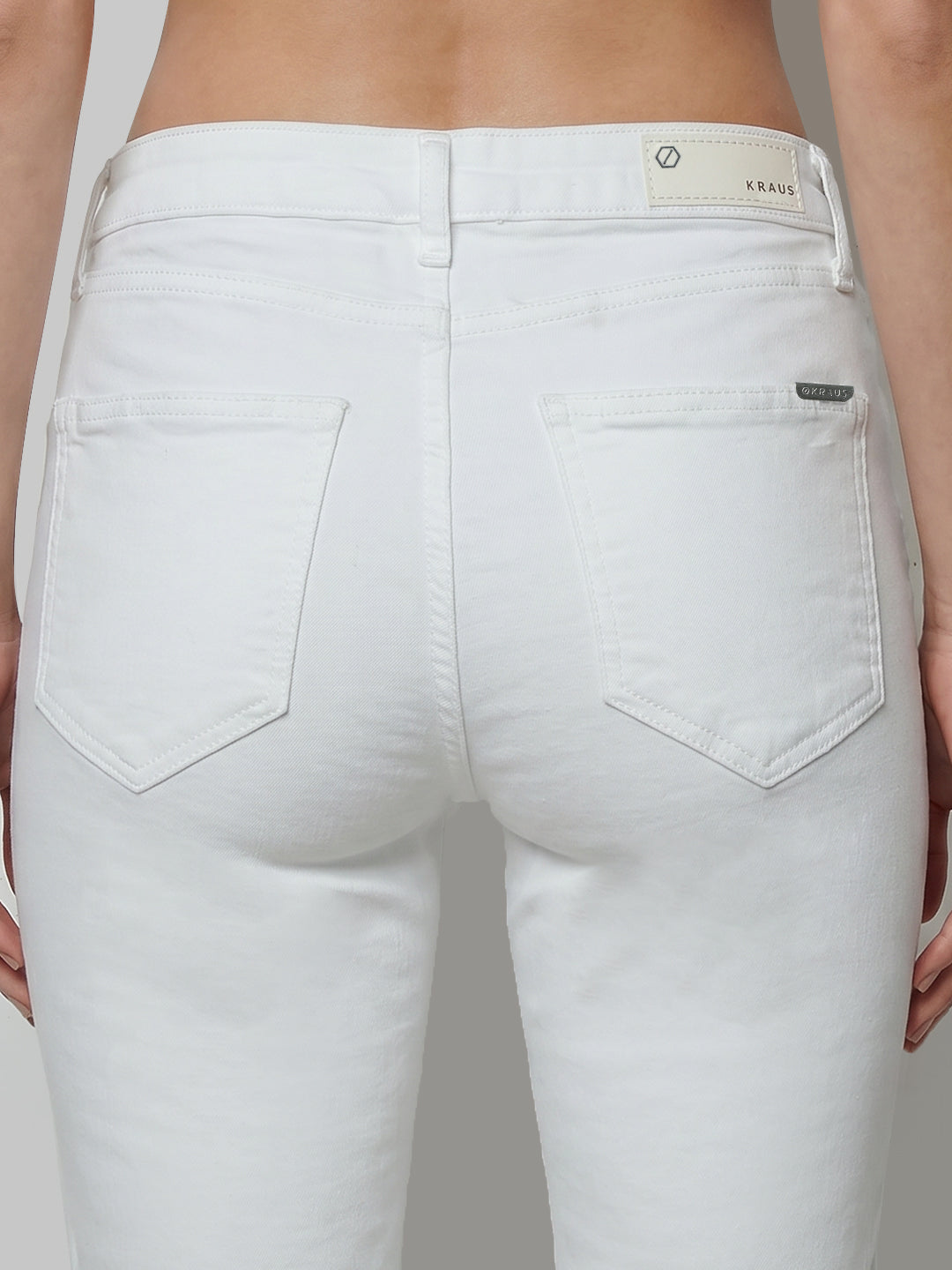 Women White High-Rise Slim Straight Fit Jeans