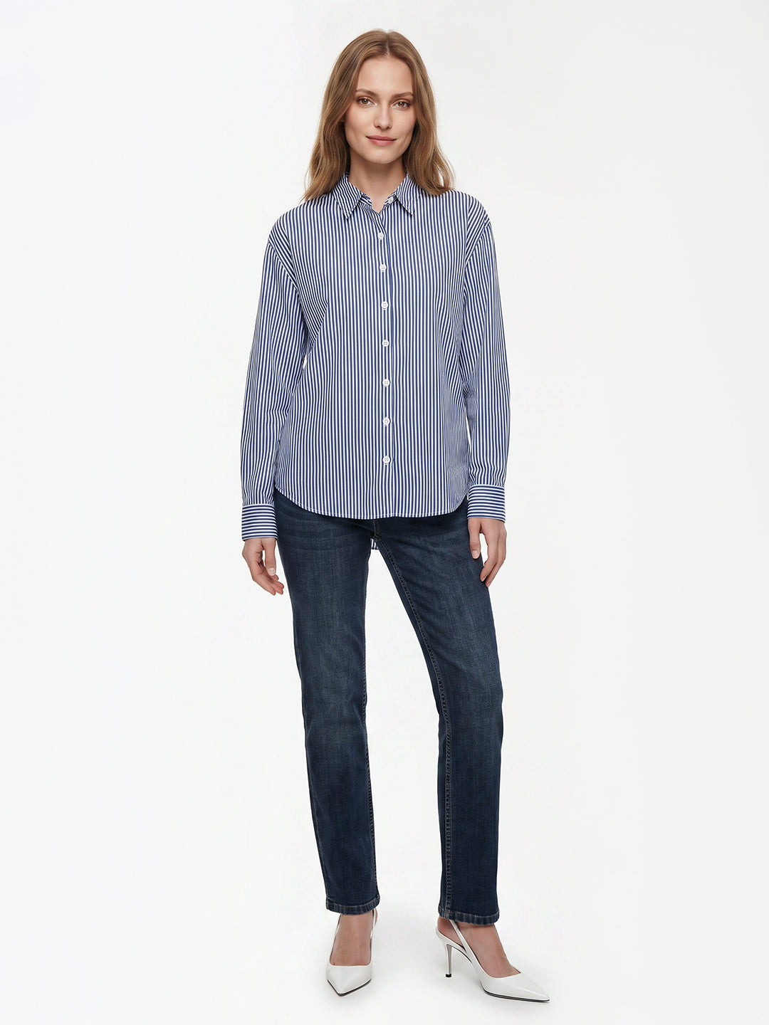 Women Electric Blue/White Oversize Shirt