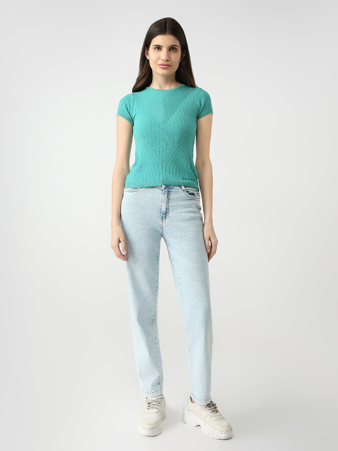 Women Slim Fit Flat Knit Top