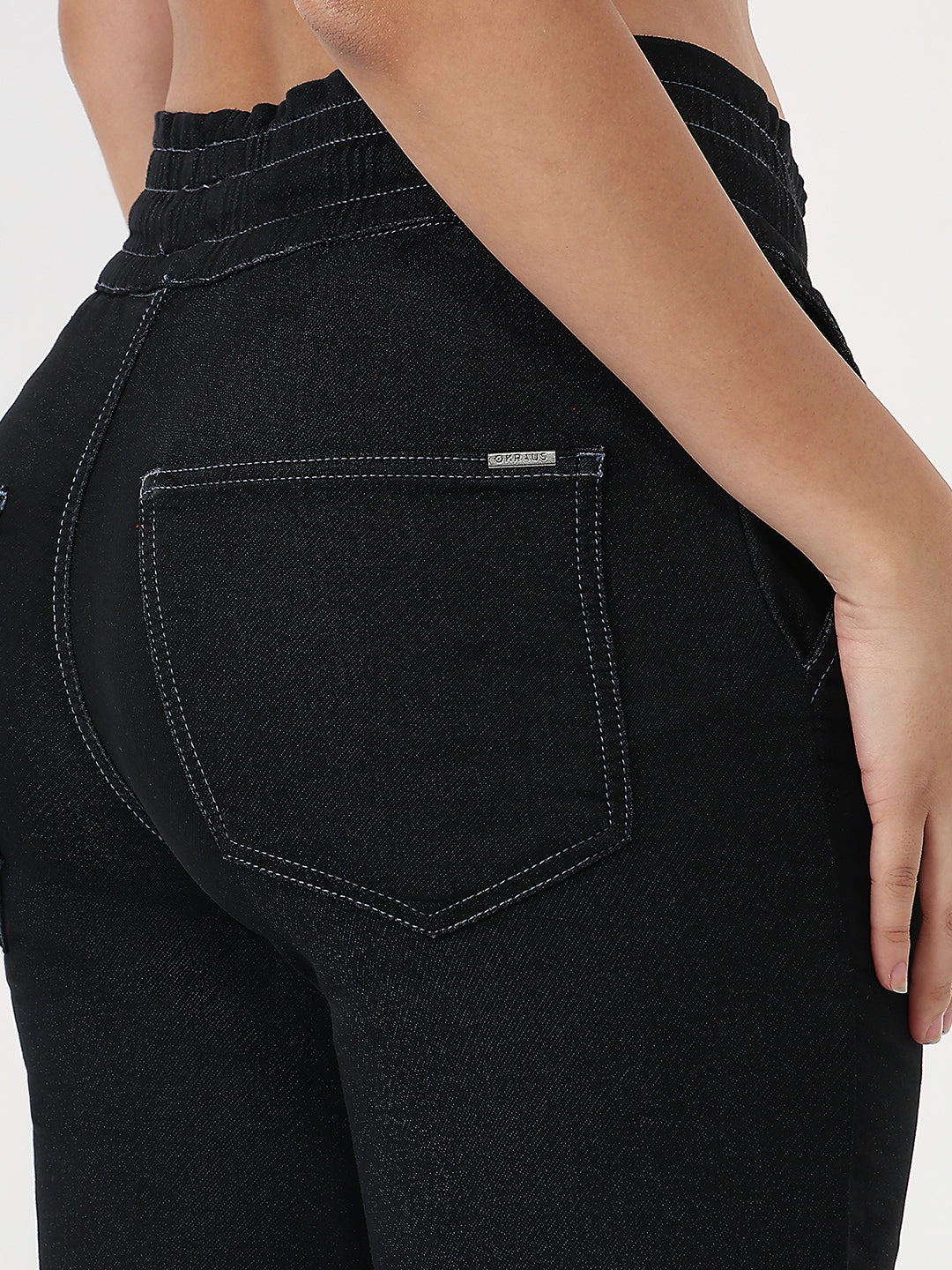 Women Black High-Rise Joggers