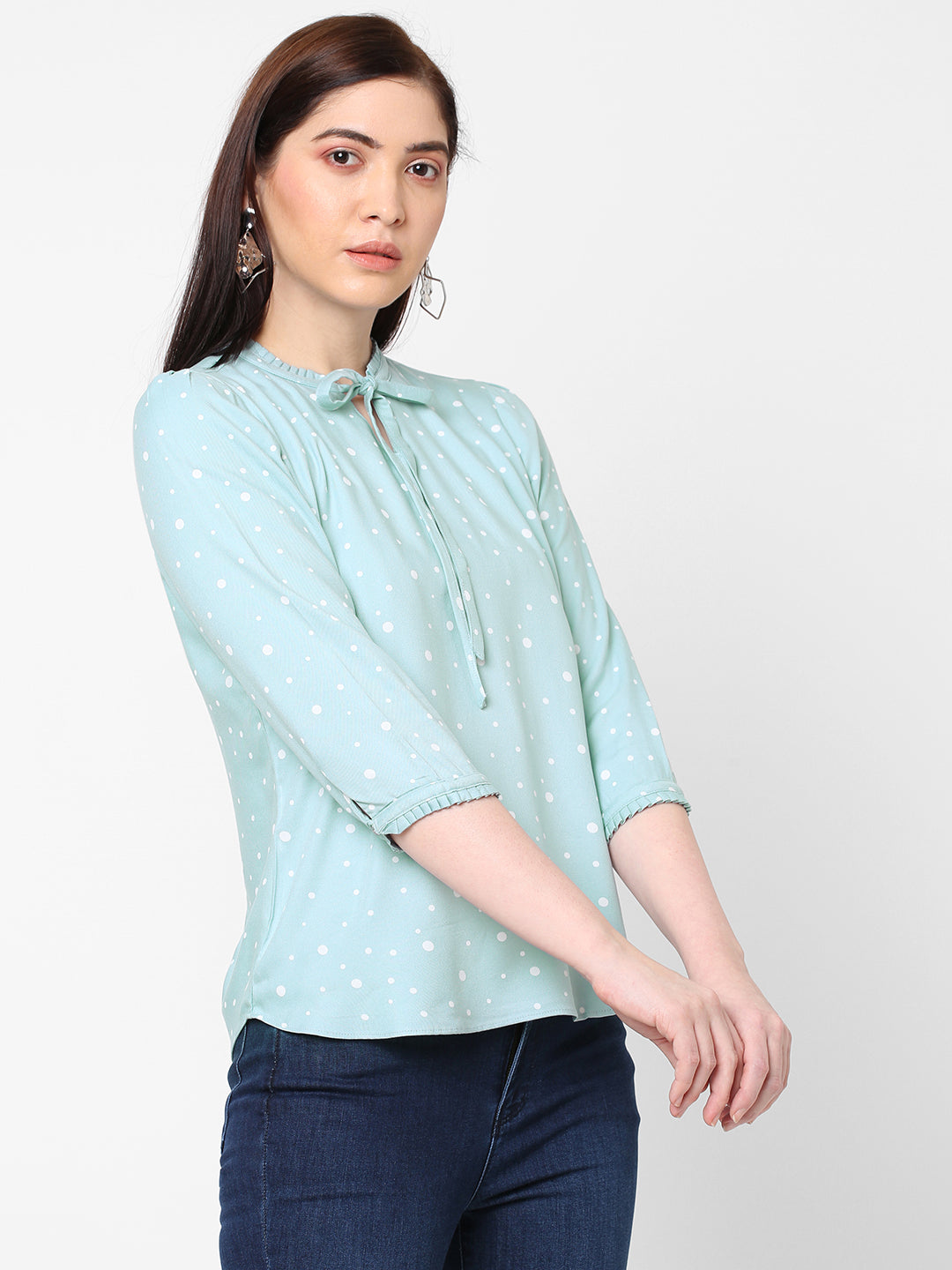 Women Polka-Dot Print Slim Fit Top