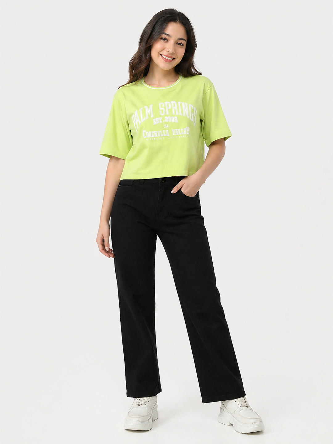 Women Black High-Rise Wide Leg Jeans