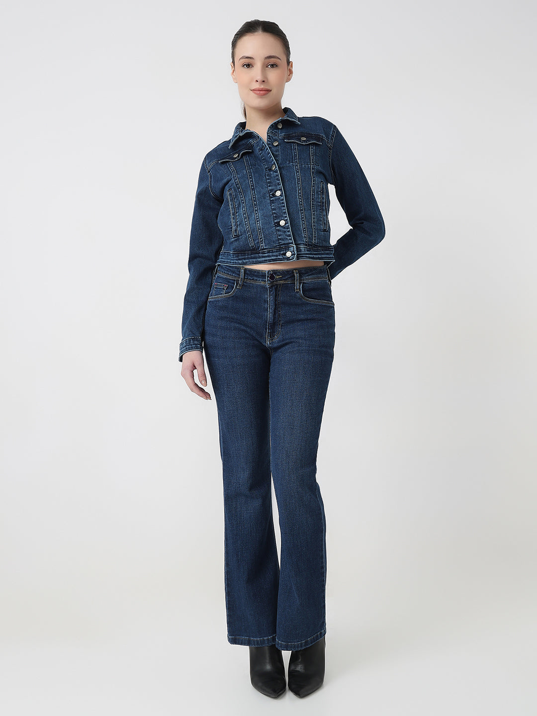 Women Dark Blue Slim Fit Jacket