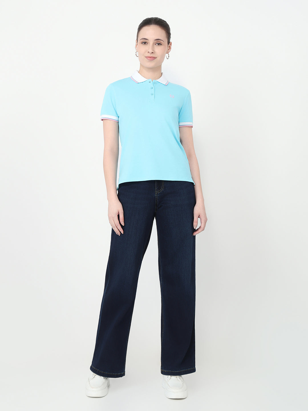 Women Sky Slim Fit Polo T-Shirt