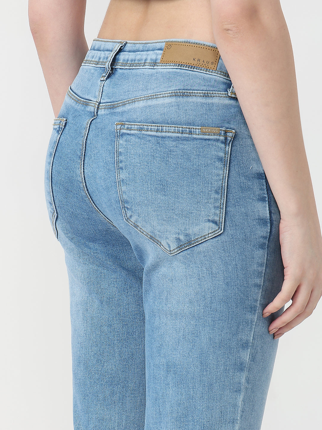 Women Blue Crop Flare Jeans