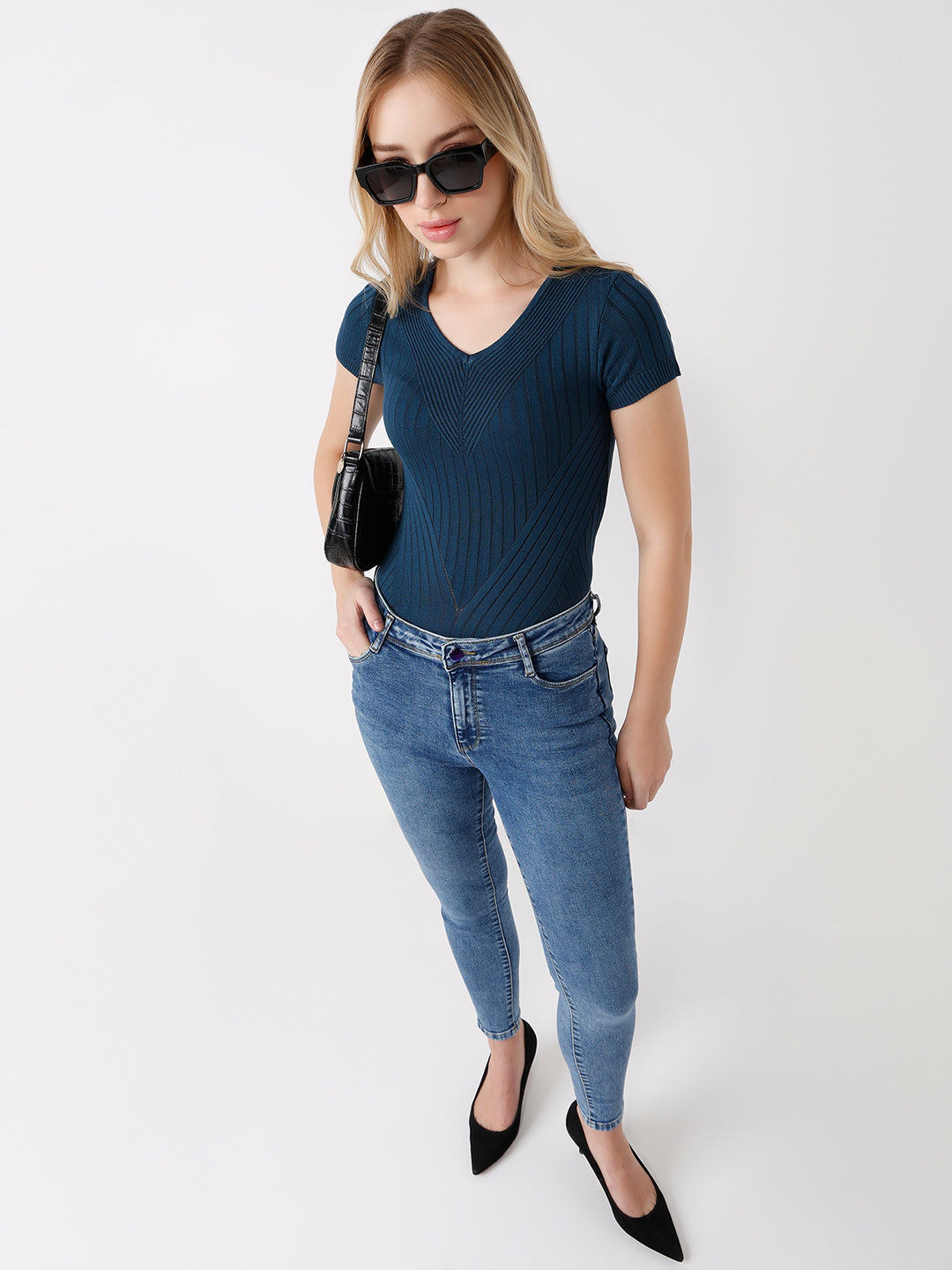 Women Ribbed Flat Knit Top
