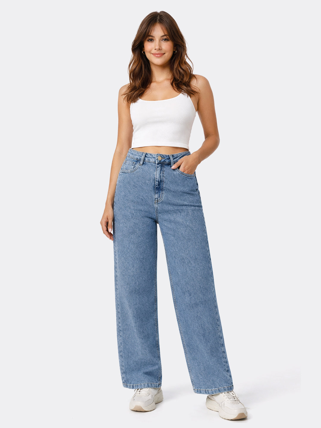 Women Blue High-Rise Baggy Jeans
