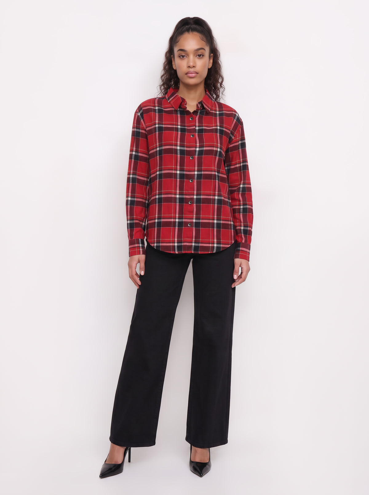 Red Checks Oversized Shirt