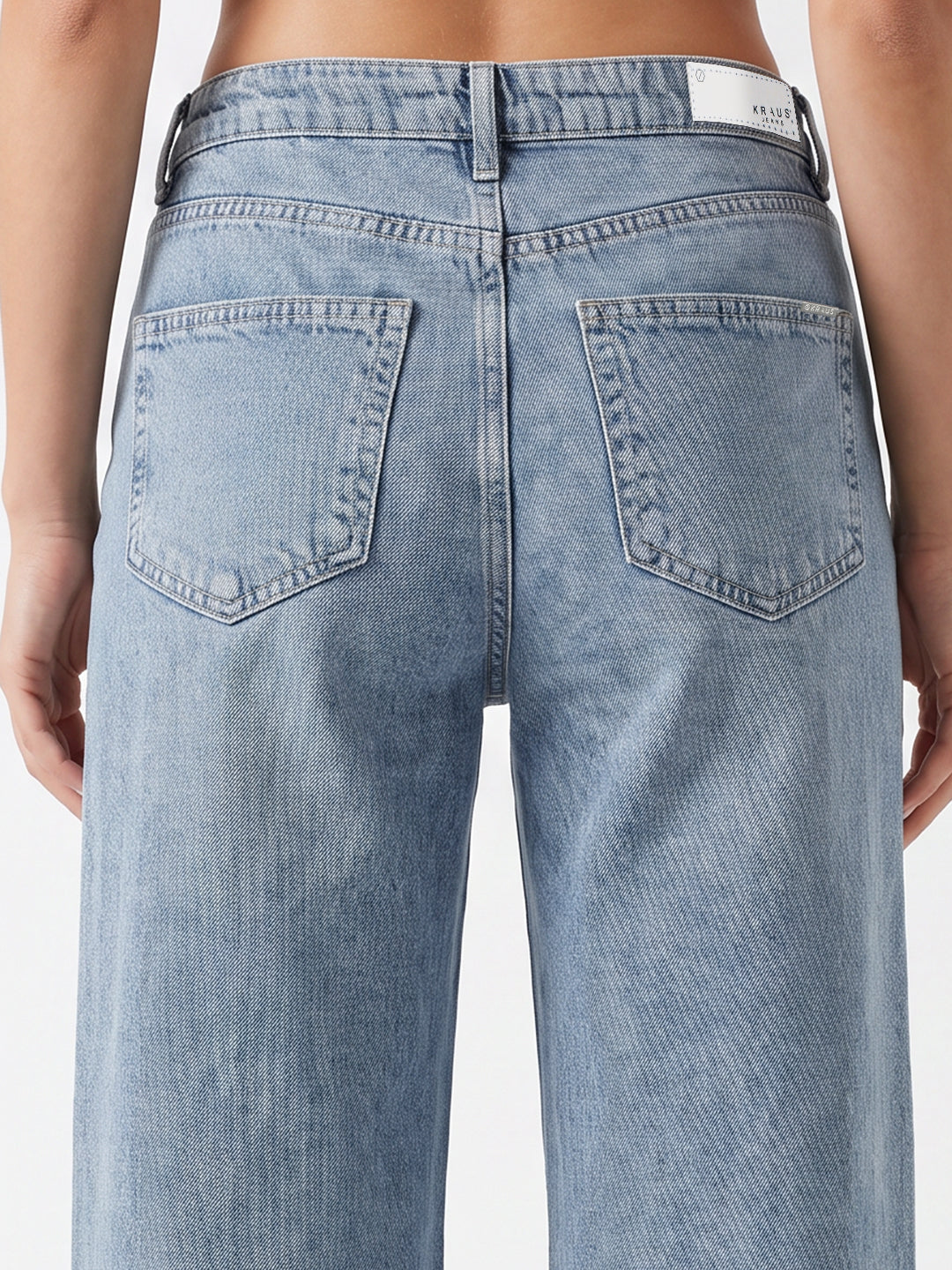 Women Light Blue High-Rise Super Wide Leg Jeans