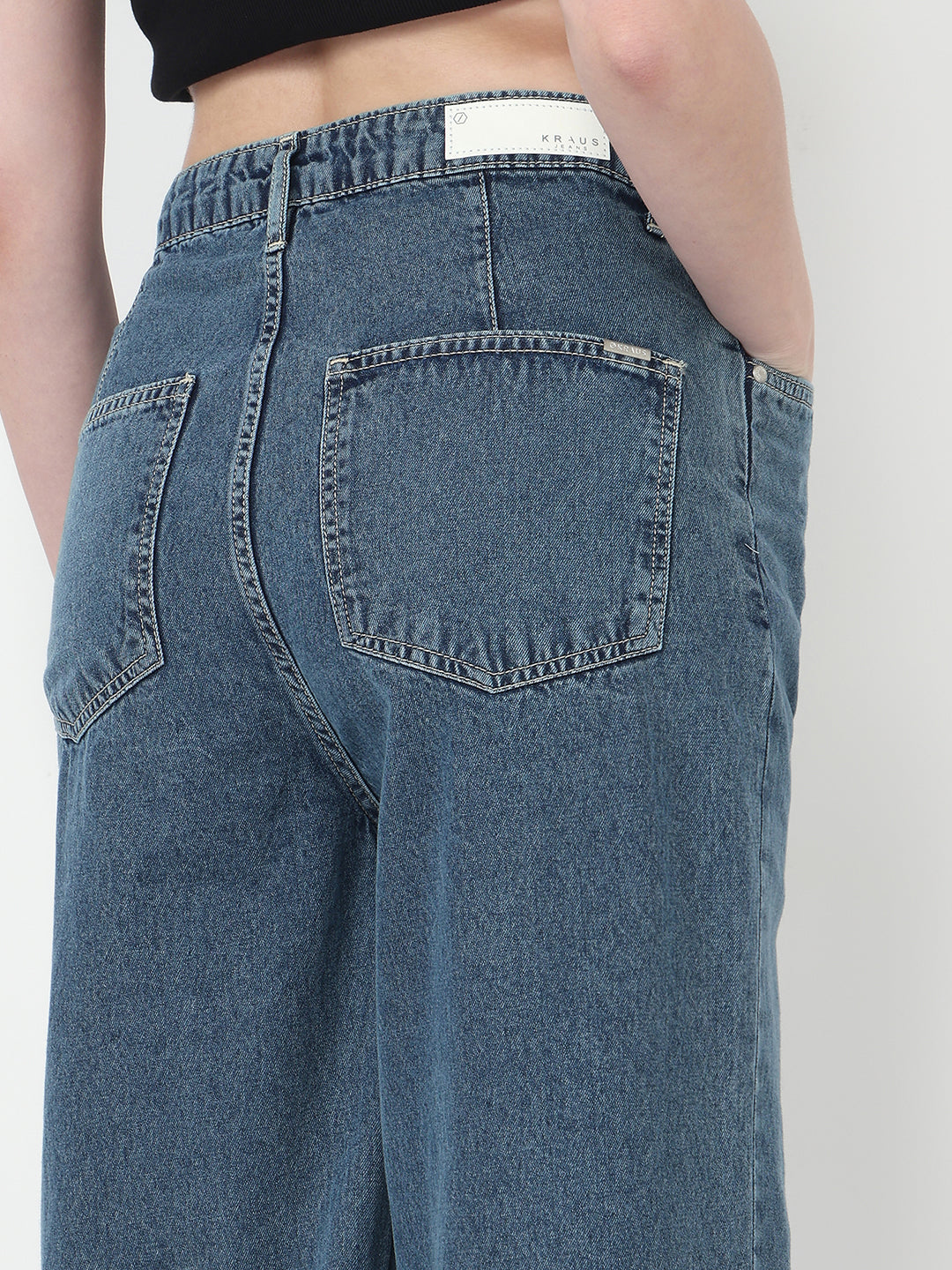 Women Blue High-Rise Super Wide Leg Jeans