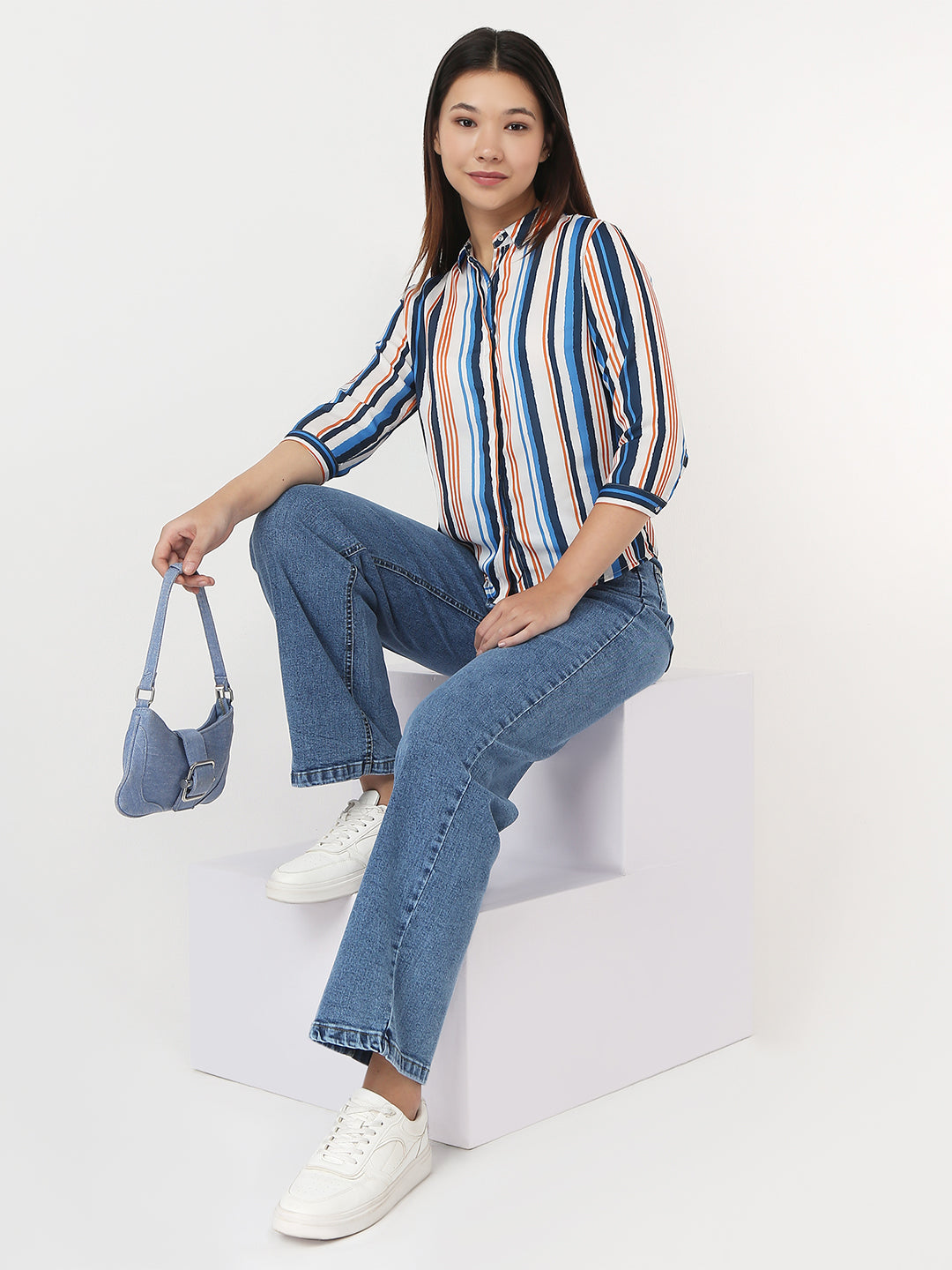 Women Multi Slim Stripe Shirt