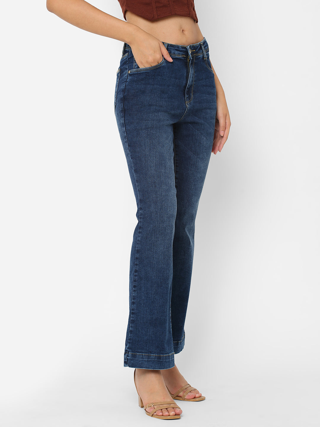 Women Blue High-Rise Flare Jeans