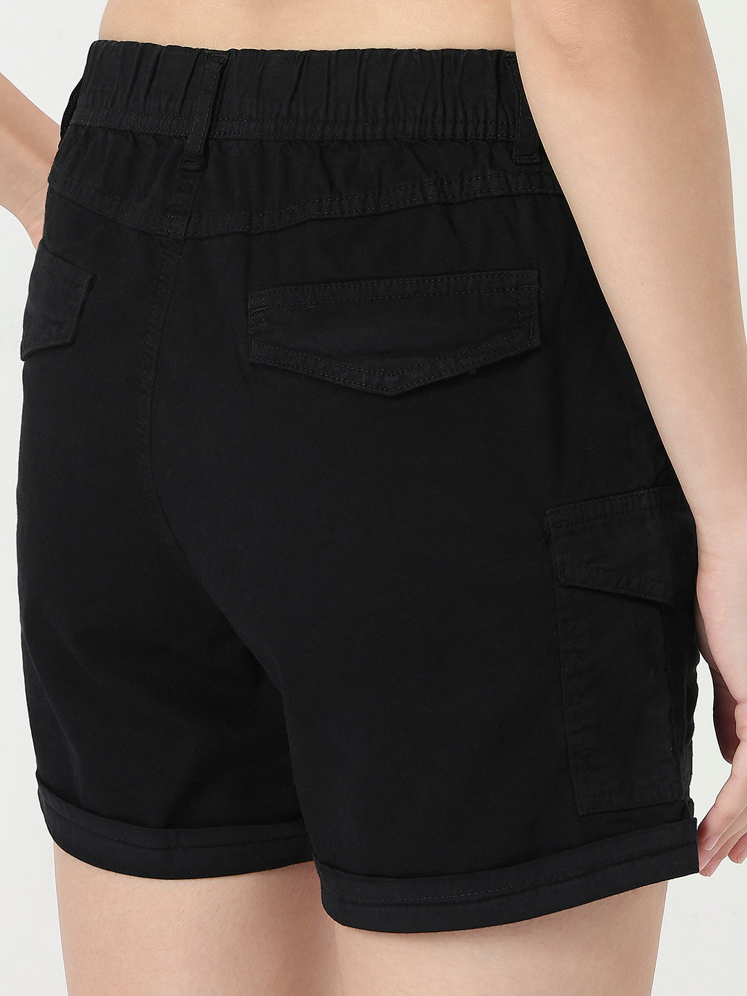 Women Black High-Rise Slim Shorts