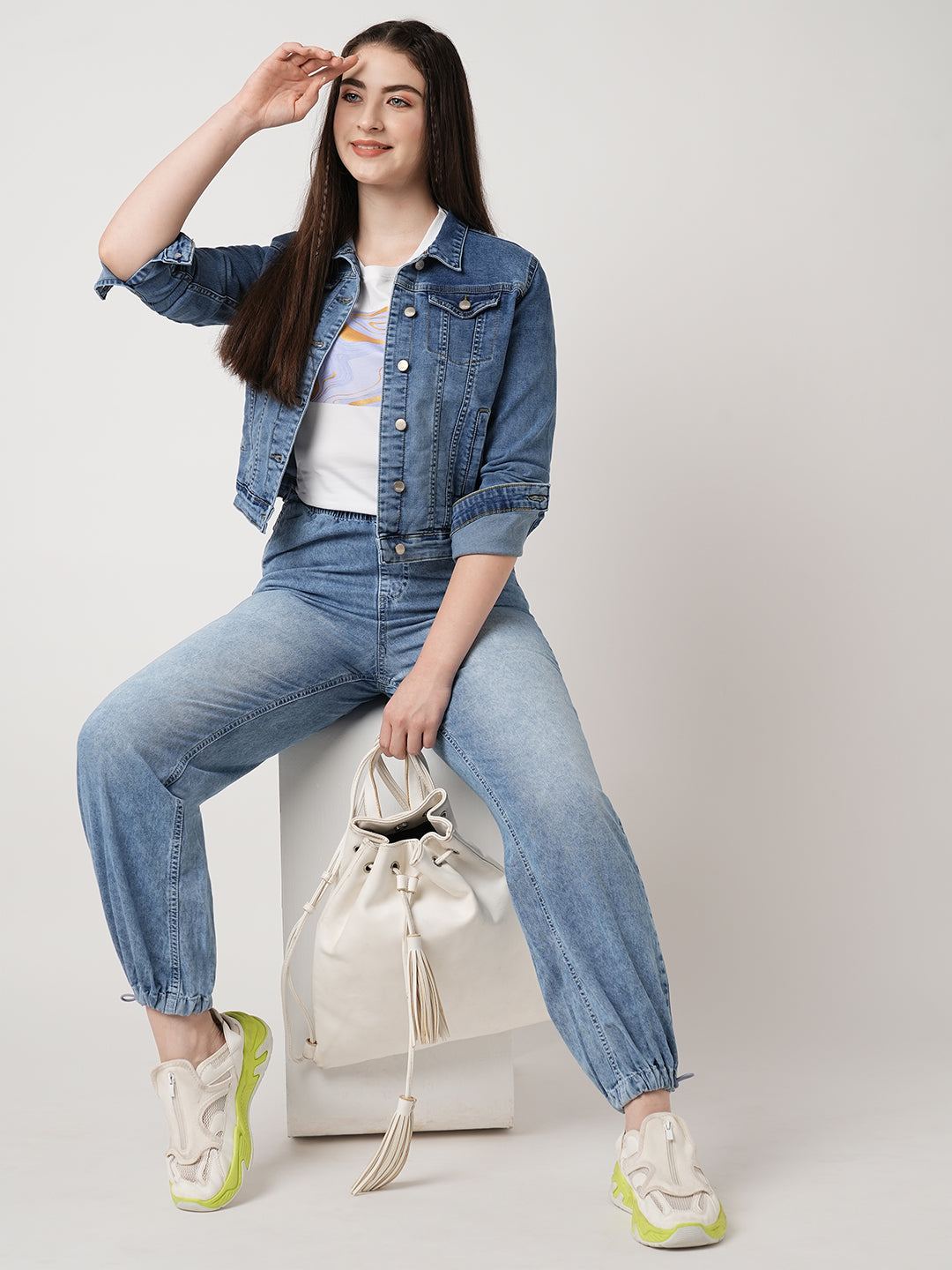 Women Blue Slim Fit Denim Jacket