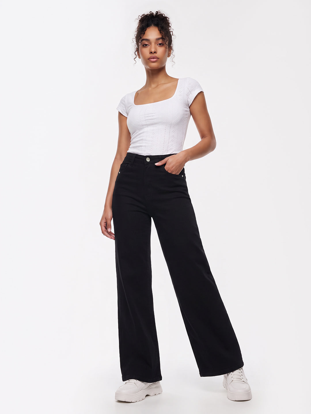 Black High-Rise Super Wide Leg Jeans