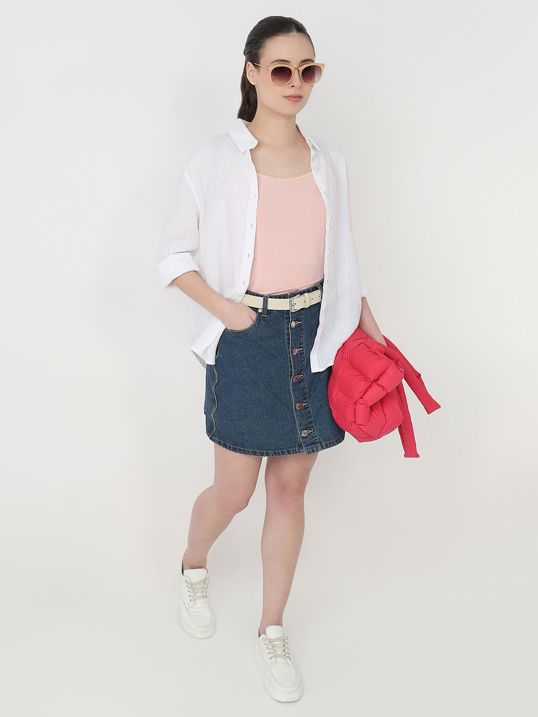 Women White Slim Fit Oversized Shirt