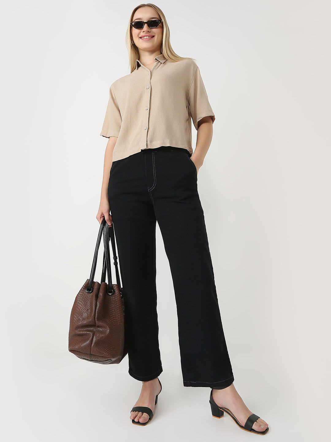Women High Rise Relaxed Fit Trousers