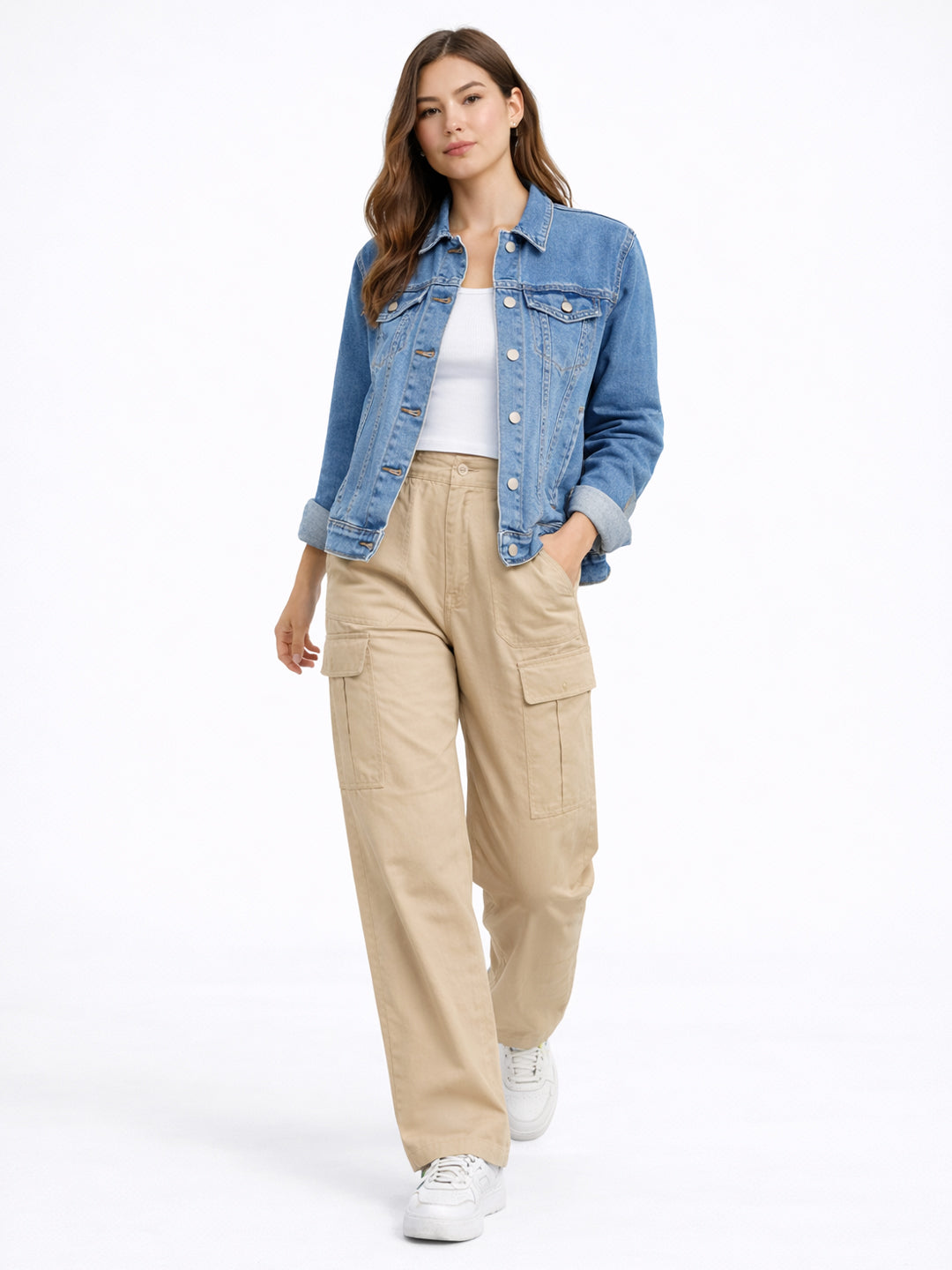 Women Beige Mid-Rise Cargo