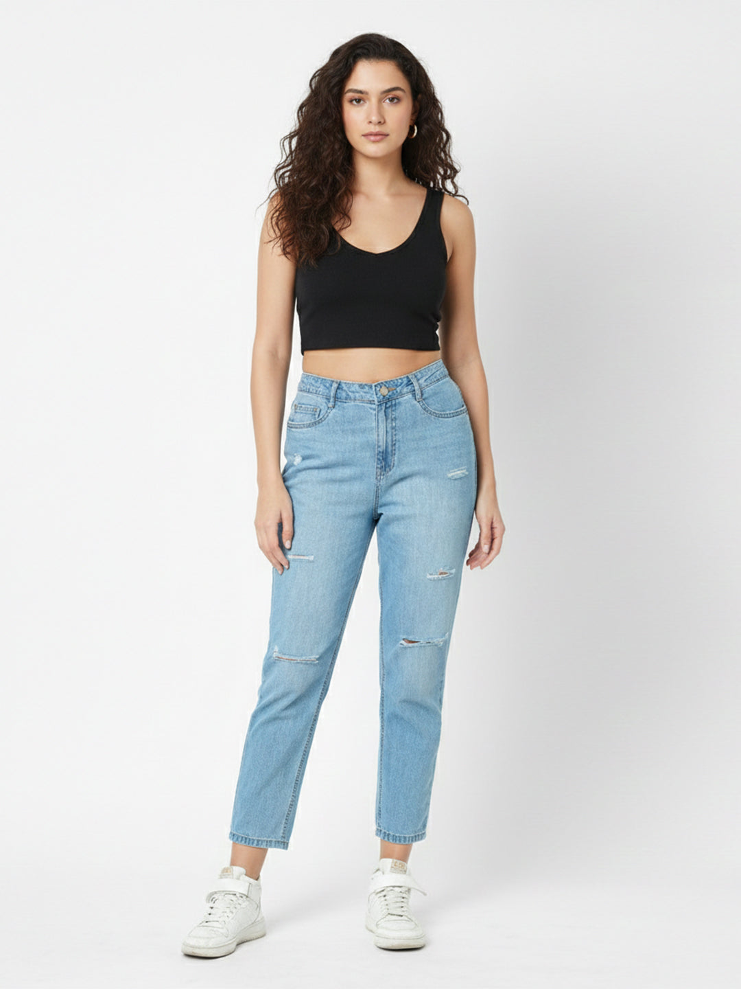 Women Blue High-Rise Slim Straight Fit Jeans