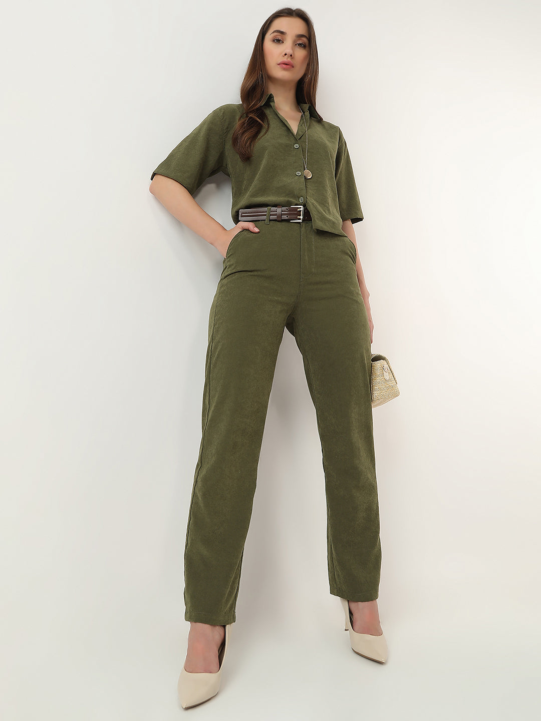 Women High-Rise Loose Straight Fit Korean Pants