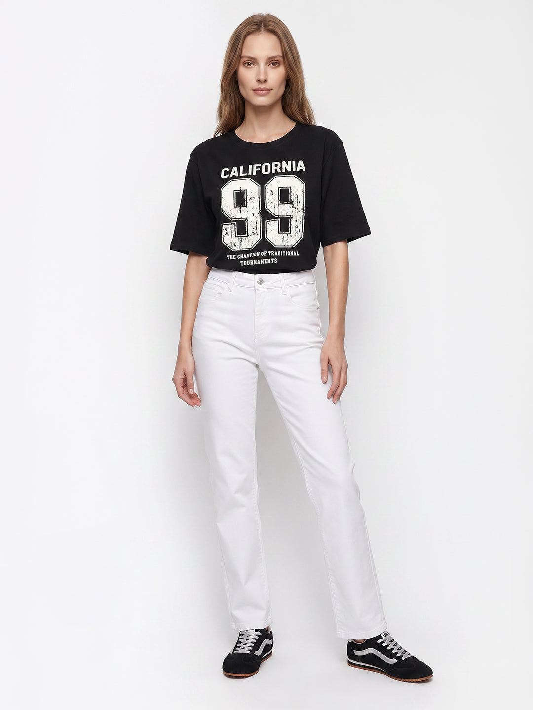 Women White High-Rise Straight Fit Jeans