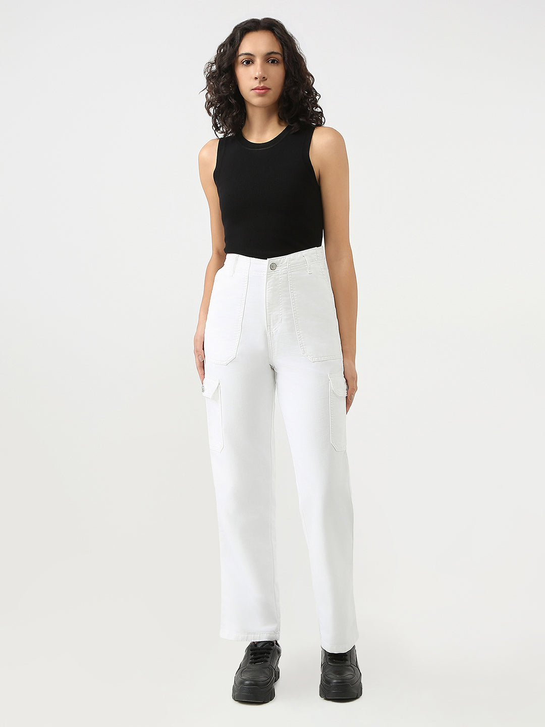 Women White Mid-Rise Cargo