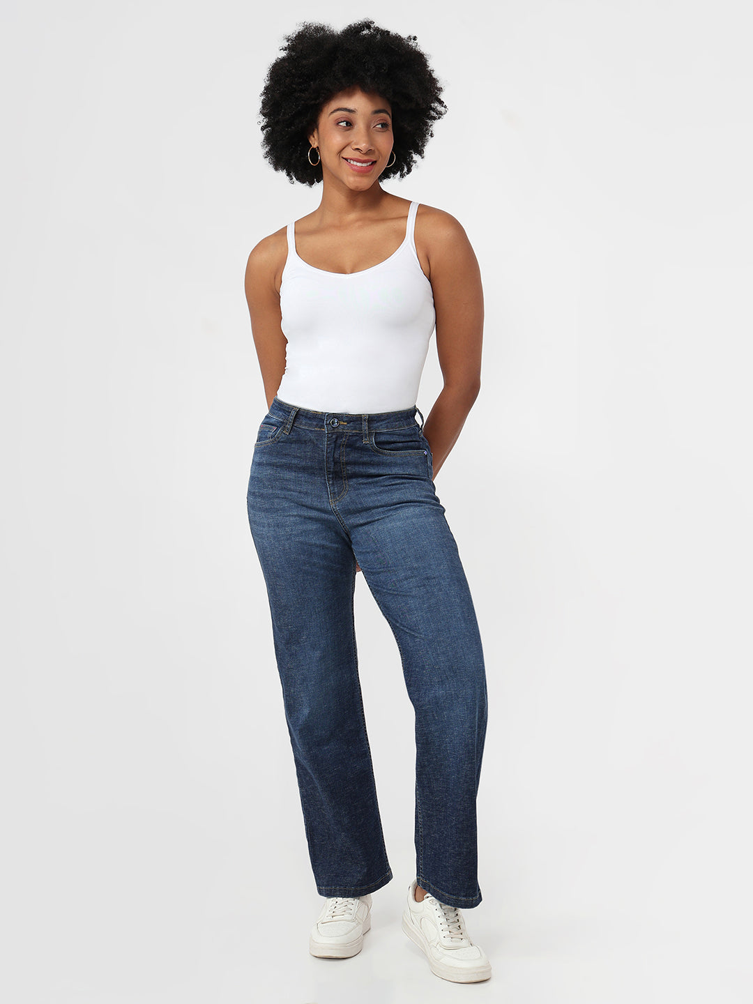 Women Blue High-Rise Straight Fit Jeans
