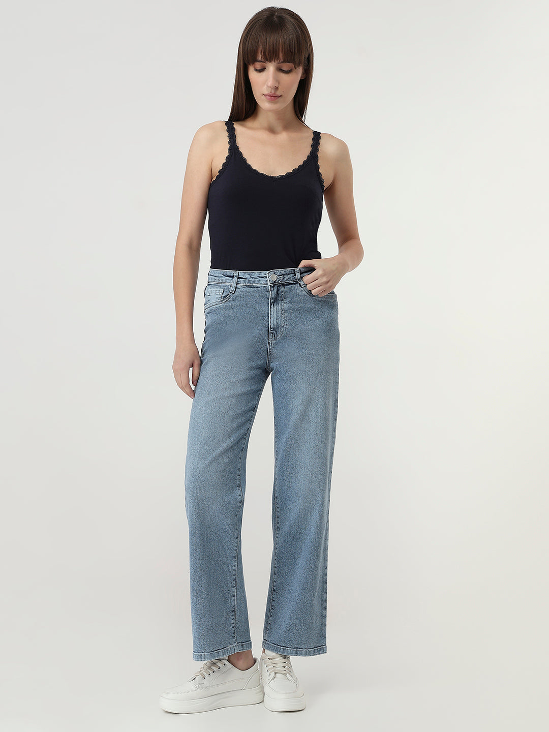 Women Light Blue Straight Fit Jeans