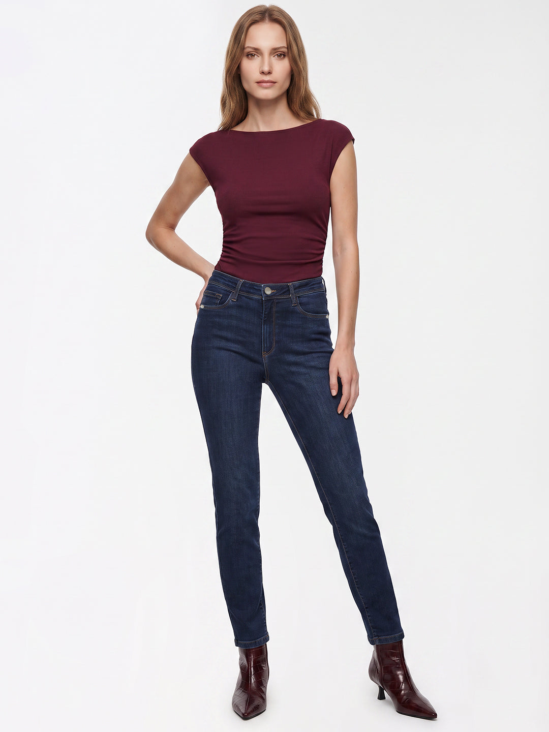 Women Dark Blue High-Rise Skinny Jeans