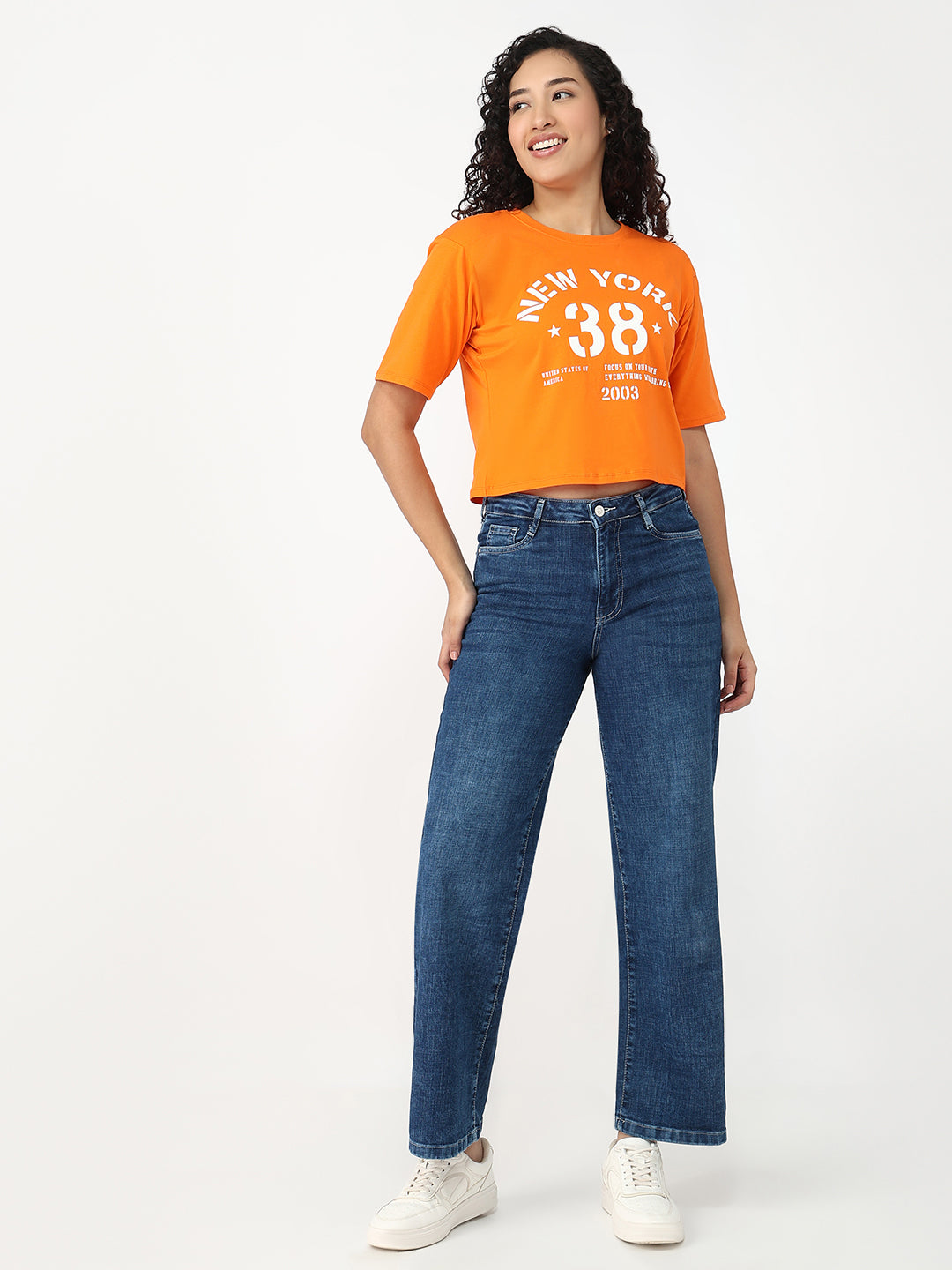 Women Light Blue High-Rise Wide Leg Jeans