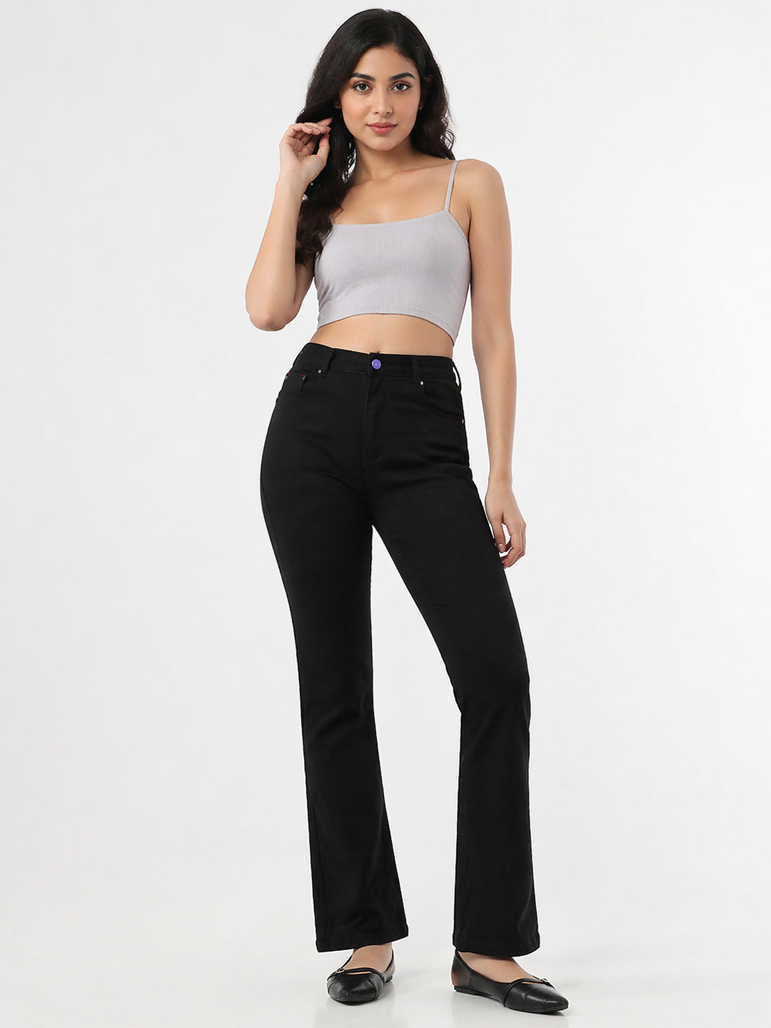 Women Black High-Rise Slim Straight Fit Jeans