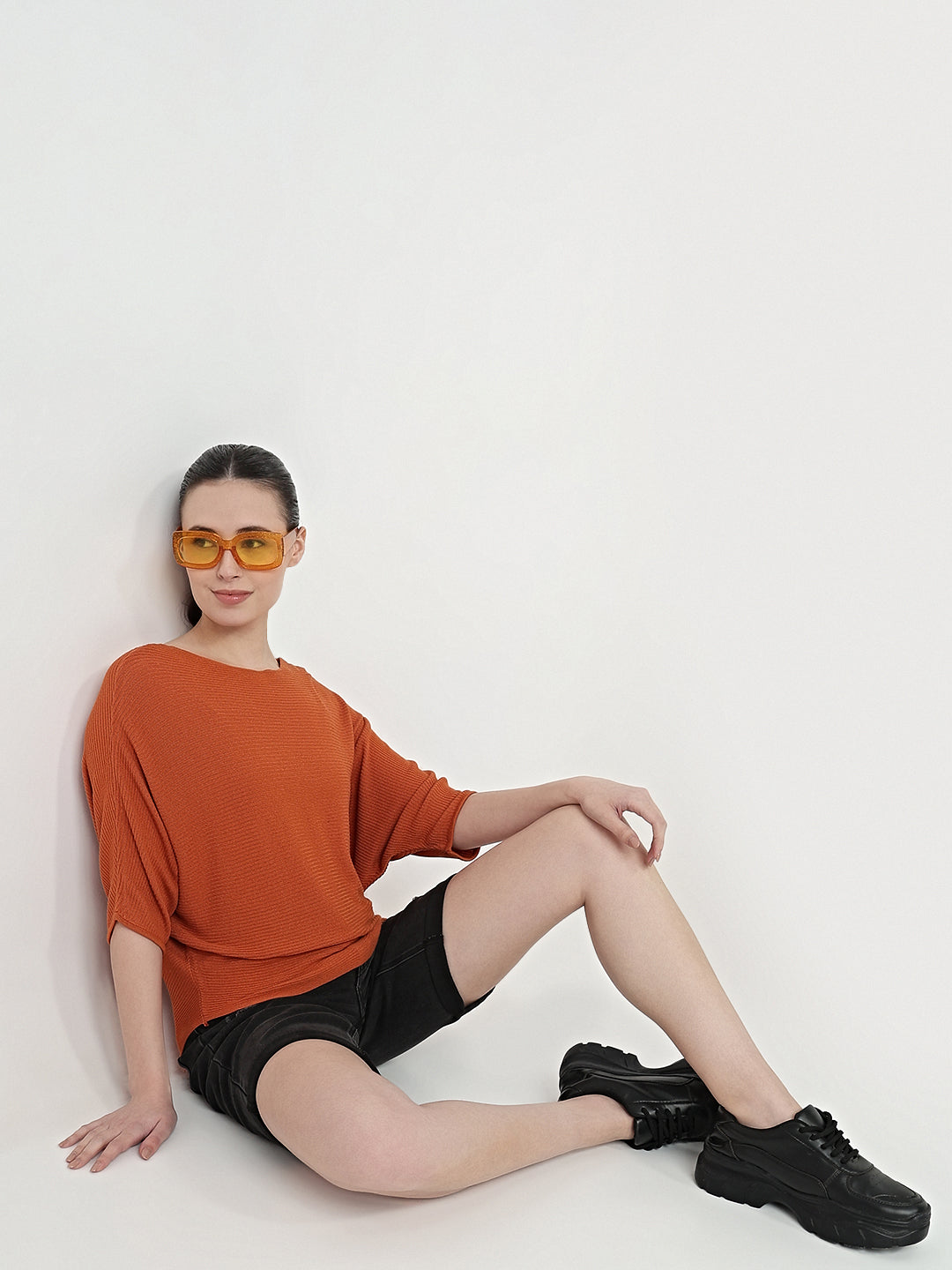 Women Burnt Orange Batsleeve Top